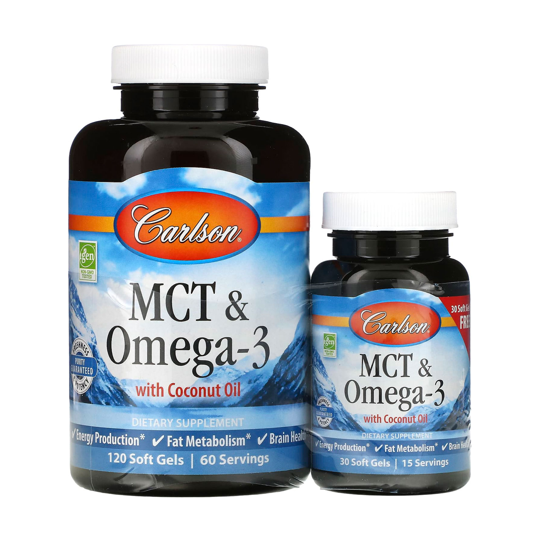 МСТ і Омега-3 Carlson Labs MCT &amp; Omega-3, 120 + 30 гелевих капсул