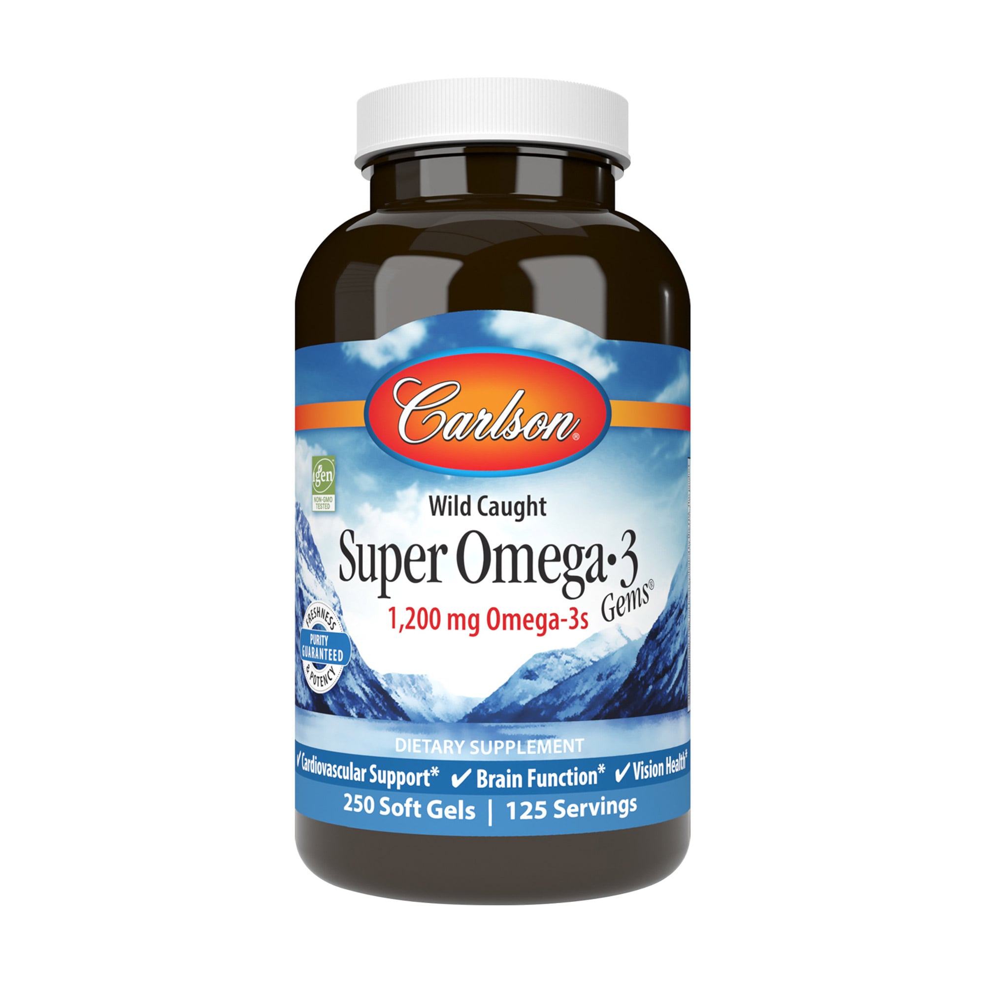 Омега-3 Carlson Labs Super Omega-3 1200 мг, 250 капсул