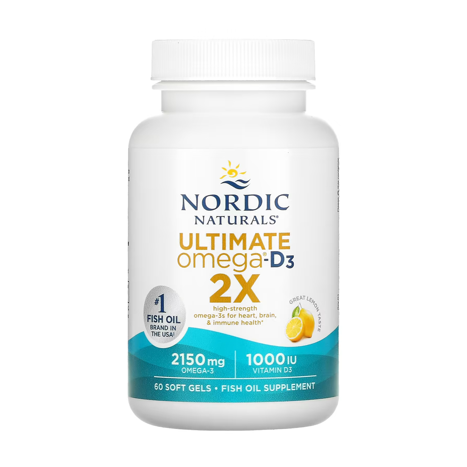 Ультимейт Омега 2Х Nordic Naturals Ultimate Omega 2X зі смаком лимону, 2150 мг, 60 капсул